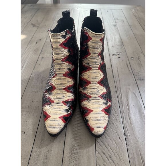 Modern Vice Handler Python Snake Leather Western Ankle Boots Booties Size 36.5 - Picture 1 of 6